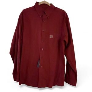 NWT Club Room Dark Cherry Red Oxford 80’s Pinpoint Men's Button Down Shirt L